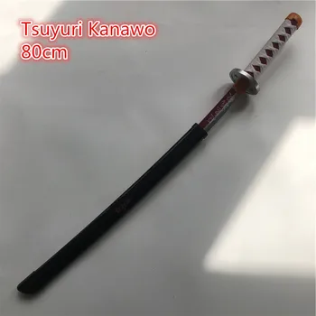 1:1 Kimetsu nr. Yaiba Kardas, Ginklas Demon Slayer Tsuyuri Kanawo Cosplay Kardas Anime Ninja Peilis medienos žaislas 80cm