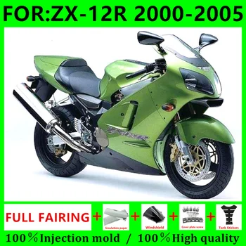 Motociklo Purvasargiai Komplektas tinka Ninja ZX-12R 2000 2001 2002 2003 2004 2005 ZX12R zx 12r visiškai lauktuvės bako dangtelį nustatyti, žalia juoda
