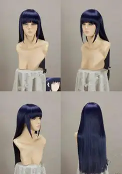 KARŠTA !!!! Narutos Shippuden Hinata Hyuga Mėlynos ir Juodos Sumaišyti Cosplay perukas 80cm