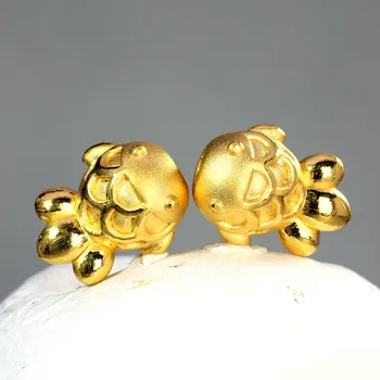 1pcs Grynas 24k Geltonojo Aukso Pakabukas 3D Sunku Aukso Mini Mažas Godfish 