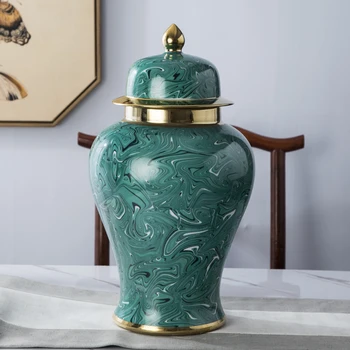 Jingdezhen Keramikos Šventykla Jar Šiuolaikinės Amerikos Prabangos Auksinė Vaza Kambarį Gėlių Namų Puošybai porceliano keramikos jar
