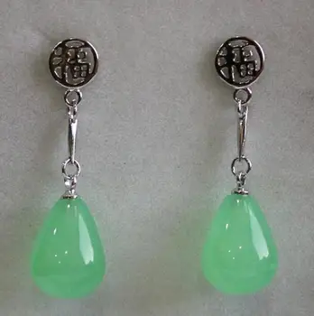 didmeninė išgalvotas dizaino Kinų stiliaus 12*16mm šviesiai žalia jades auskarai