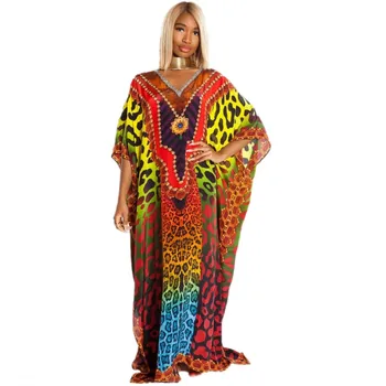 Afrikos Suknelė Ponios Apdaras Ilga Suknelė Beach Sun Marškinėliai Padengti Iki Dashiki V-Kaklo, Seksualus Šifono Vasaros Moterų Afrikos Tautinių Drabužių