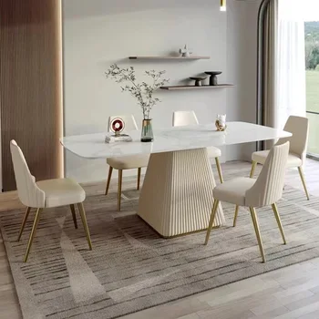 Amerikos valgomasis stalas medžio masyvo valgomojo stalas stačiakampio formos šviesos prabanga vieno stalo šešios kėdės Europos valgomasis stalas derinys