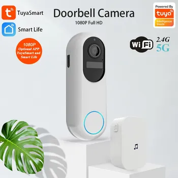 Tuya Smart Video Doorbell Vandeniui Naktinio Matymo Home Security 1080P FHD vaizdo Kameros Skaitmeninė Vaizdo Domofonas 2.4 GHz, 5 ghz WIFI Geriausias