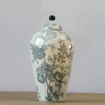 Jingdezhen Mėlynos Ir Baltos spalvos Porceliano šventykla Jar Europos Stiliaus Keramikos puodą Vaza, Didelis Padengti Dekoratyvinių porceliano keramikos jar