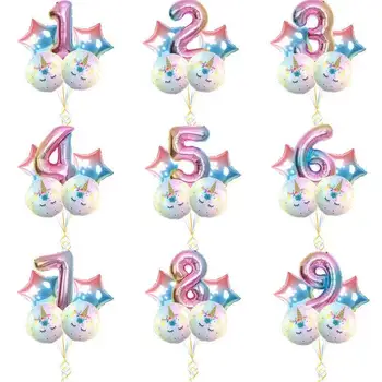 5vnt nauji vienaragis skaitmeninės nustatyti aliuminio plėvelę, balionas gimtadienio puotą vienerių metų scenos dekoracija vaikų žaislai