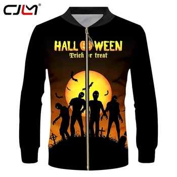 CJLM Mados Helovinas Naujas Žmogus Mėnulis Zombie Zip Striukė Street Wear Geriausia Pardavimo Didmeninės 6XL Vyrų 3D Atspausdintas Drabužiai