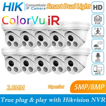 Hikvision Suderinama Mini Dome Kamera 8MP POE IP Camera 5MP, Dual Šviesos Spalvotas ir SPINDULIŲ Naktinio Matymo 4K CCTV Vaizdo Stebėjimo PROGRAMĄ