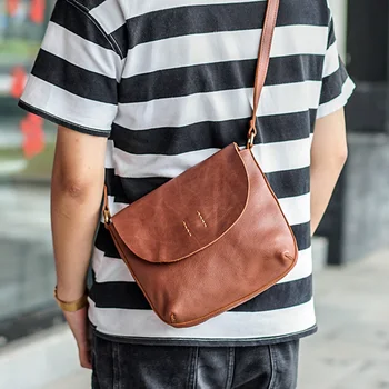 AETOO Rankų darbo odinis krepšys retro vyrų mažas maišelis mini laisvalaikio kuprinė horizontalus mažų pečių maišą peties ba