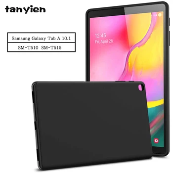 Tablet Case For Samsung Galaxy Tab 10.1 2019 SM-T510 SM-T515 T510 T515 Lankstaus Minkšto Silikono Juoda TPU Apvalkalas Galinį Dangtelį