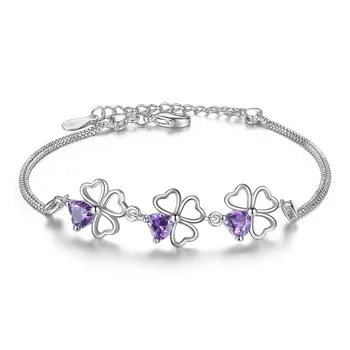 100% 925 sterlingas sidabro naujas mados gėlių blizga kristalų ponios'bracelets moterų didmeninės juvelyrikos gimtadienio dovana lašas laivybos