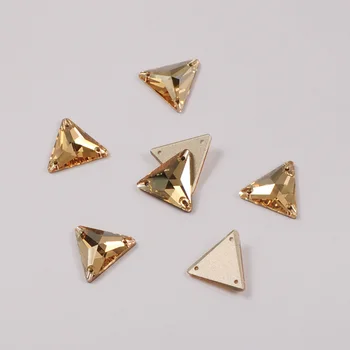 Golden Shadow Trikampis Stiklo Masės Amatų Blizgučiai Flatback Kristalų Siūti Cirkonio Siuvimo Reikmenys Drabužių Papuošalai