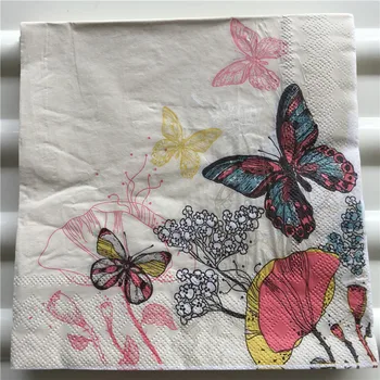 Dekupažas lentelė popierinės servetėlės elegantiškas audinio derliaus rankšluostį gėlių drugelis puodą, gimtadienis, vestuvės namo gražus dekoro 20