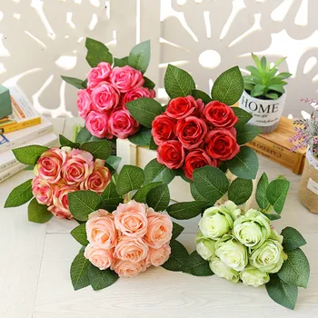 Dirbtinių Rožių Gėlių, Vestuvių Dekoravimas Vestuvinės Šilko Puokštė Flores Mariage Gimtadienio Valentino Dieną Namų Dekoro