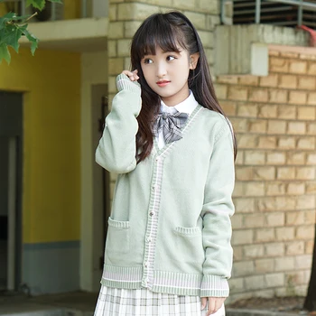 Cute Girl šviežios minkštos spalvos Cardigan megztinis ilgomis rankovėmis megztiniai vidurinės mokyklos moterų