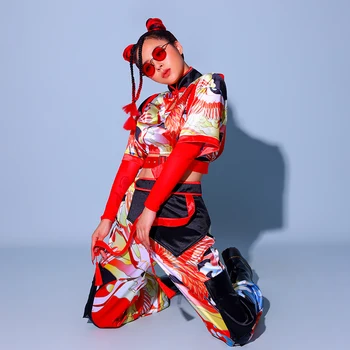 2022 Džiazo Šokio Kostiumas Moterims, DJ, Gogo, Komplektai, Kinų Stiliaus Hip-Hop Drabužių Festivalis Šalis Nešioti Dainininkas Etape Kostiumas