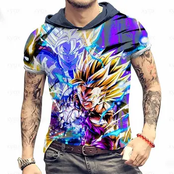 T-marškinėliai Vyras Hip-Hop Vyrų Gobtuvu Marškinėliai Harajuku Stilius Dragon Ball Z Viršūnes Streetwear Essentials Naujas 2022 Gokas Z Trumpas Rankovės