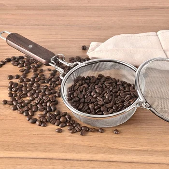 Rankinis Kavos Šašlykinė mašina, nerūdijančio plieno ranka naudoti kavos pupelių baker medinė rankena