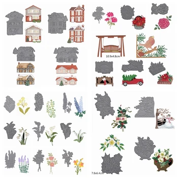 29 Rinkiniai Namas Gėlių Ornamentu, Metalo Pjovimo, Miršta, Trafaretai, Skirti 