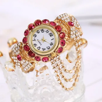 Naujas korėjos versija Lady Diamond Kvarciniai Laikrodžių stilius lydinio apyrankę žiūrėti moterims