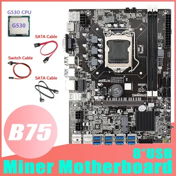 HOT-B75 ETH Kasybos Plokštė 8XPCIE Į USB+G530 CPU+2XSATA Kabelis+Switch Kabelis LGA1155 MSATA B75 DDR3 USB Miner Plokštė