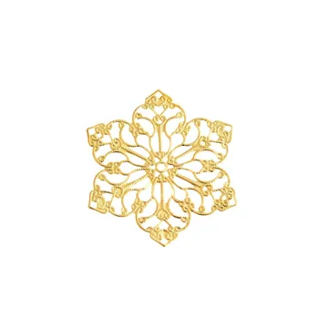 Nemokamas pristatymas Mažmeninės 10vnt Embellishment Išvadas Gėlių Filigranas Jungtys Aukso Tonas Dovana Apdaila 