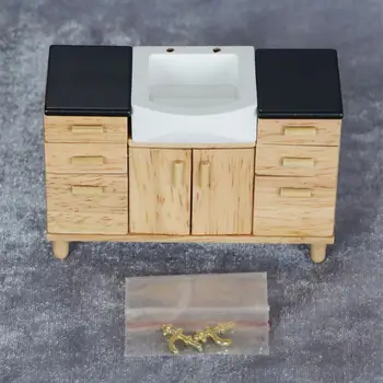 Naujovė Mažųjų su Ranka Kriaukle Lėlių Vonios Praustuvas Modelis Žaislas, skirtas Mikro Kraštovaizdžio Mini Kabineto Mediniai Praustuvas