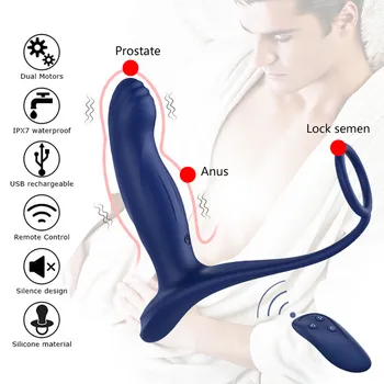 Prostatos Massager Belaidžio Nuotolinio valdymo Silikoninis Analinis Butt Plug Vibratorius Produktų Atidėti Ejakuliacija Žiedas Sekso Žaislai Moterims, Vyrams
