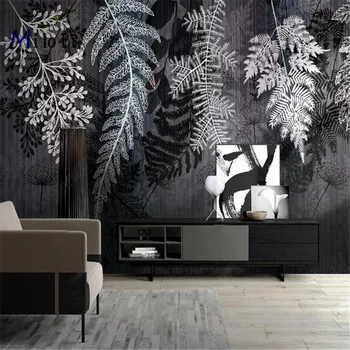 Milofi individualų 3D foto tapetai, freskos Šiaurės šalių šiuolaikinės minimalistinės linijos piešimo tropinių augalų lapų sofa-lova, TV foną, sieniniai