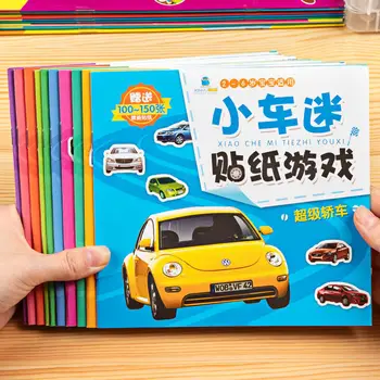 Automobilių ventiliatorių lipdukai 2-5 Metų amžiaus Vaikai Puzzle Berniukas Automobilių Lipdukas Knygos kūdikio lipni piešimo žaislą dėlionė knygos Libros Meno Livros