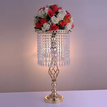 Crystal Vestuvių Dekoravimas Centerpieces Vestuvių Gėlių Kamuolys Turėtojas Stalo Puošmena Vaza Stovi Kristalų Žvakidė aukso spalvos