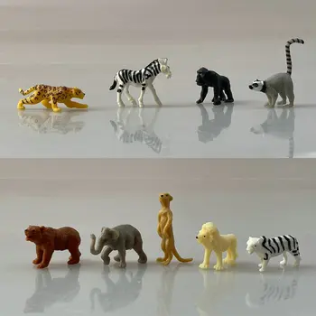 Originali Animacija Periferinių Modeliavimas Gyvūnų Dramblys, Lokys Lemur Zebras, Leopardas Orangutan Mini Q Versija Lėlės Ornamentu Modelis