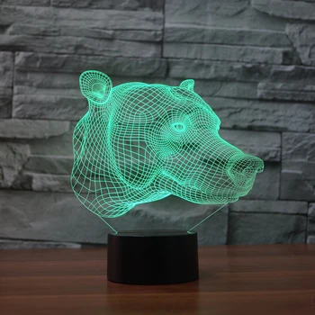 Šuns Galvos 3D Naktį Šviesos Vaikai Žaislą Dovanų LED 3D Remote Touch Stalo Lempa 7 Spalvų Mirksinčios LED Šviesos, Kaip Atostogų Šalis Papuošalai