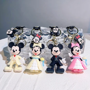 Disney Mickey Mouse Keychains Kawaii Animacinių Filmų Skaičius Paketų Prižiūrėtojų Raktinę Minnie Key Chain Automobilių Maišelį Pakabukas Ornamentas, Raktų Žiedas Vaikų Dovanų