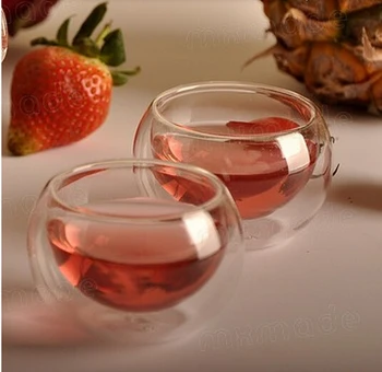 Turas taurės dvigubo sluoksnio stiklo taurės skaidraus stiklo kung fu taurės 50ml gėlių arbatos puodelio 4pcs/set