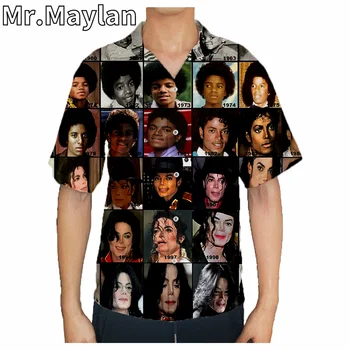 Michael Jackson 3D Beach Havajų 2022 Vasaros Roko Marškinėlius trumpomis Rankovėmis Marškiniai Streetwear Negabaritinių Camisa Socialinės Chemise Homme-224