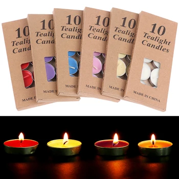 10vnt/box Gimtadienis, Vestuvės Žvakių, Žvakių šviesa, Romantiška Aromaterapija Arbatos Vaško Žvakė Spalvos Žvakė