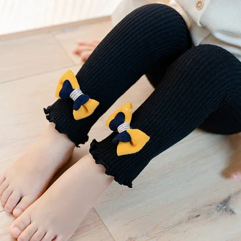 Rudenį, Žiemą, Vaikų Mergaičių Megztos Blauzdinės Vaikams Bowknot Dizaino Legging Ziajać Karšto