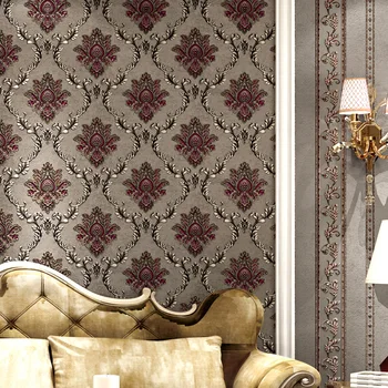 Europos stiliaus neaustinių ekrano užsklanda klasikinis violetinė/pilka tapetai, prabangūs tapetai, gėlių kambarį miegamojo tapetai