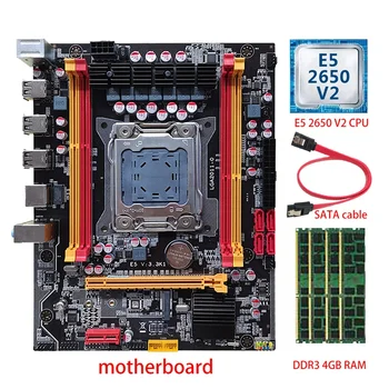 X79 PC motininę Plokštę+E5 2650 V2 CPU+4X DDR3 4GB RAM+SATA Kabelis H61 Lustą, LGA2011 4X DDR3 Atminties Lizdas M. 2 NVME Plokštė