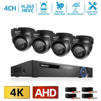 4K HAINAUT H. 265 Vaizdo Stebėjimo Sistemos 8MP HD DVR HAINAUT Dome HD VAIZDO Kamera, Naktinio Matymo Vandeniui Saugumo kamerų Sistema, Rinkinys