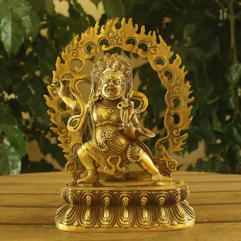 Surinkti Kinijoje Budizmas Tibeto Šventykla Paauksuota Bronza Mahakala Rūstus Dievybės Statula 1