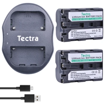 Tectra 2vnt NP-FM500h Bateria + USB Dual Įkroviklio Sony A57 A65, A77 A99 a350 iš A550 A580 A900 A300 A900 A700 A200 a58 a560 a850