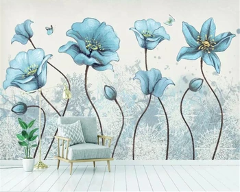 beibehang Pasirinktinis dydis Modernus minimalistinio ranka-dažytos gėlės ir paukščiai idiliškas mažų šviežių fono sienos dekoratyvinis dažymas
