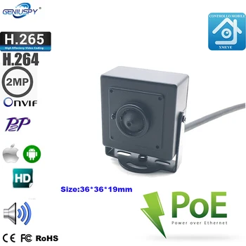 Mažiausias Pin hole POE Mini Ip vaizdo Kameros Ip Mini 2MP DĖL VIF HD H. 265 P2P Mobiliojo Telefono VAIZDO Stebėjimo, IP Kameros, Patalpų Paslėptas