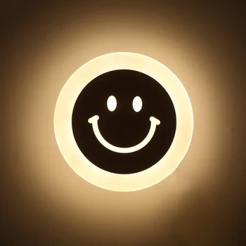 Kūrybos LED Šypsena Veide Sienos Lempos Paprastos Vaikams, Cartoon Lova Šviesos Ultra-plonas Akrilo Veranda Eilėje Žibintai Ištrauka Šviestuvas