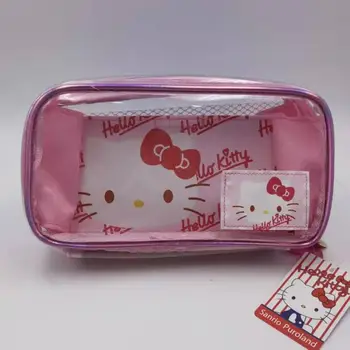 Kawaii Sanrio Animacinių Filmų Kosmetikos Maišas Pvc Mielas Hello Kitty Didelės Talpos Skalbinių Krepšys Studentų Pen Maišelį Kūrybingi Gimtadienio Dovanos