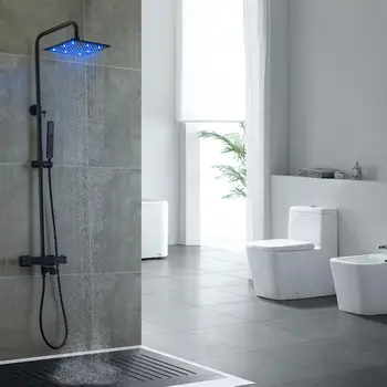 Termostatiniai Vonios Dušo Maišytuvas Set 10 Colių Susiduria Sistema, LED Lietaus Vonioje Dušo Galvutė Žalvario Vertus, Dušo