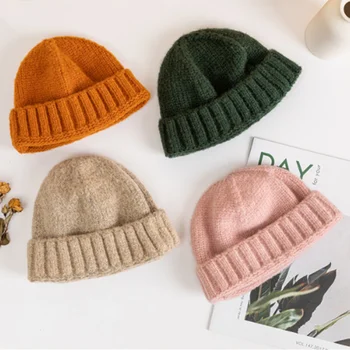 Nuolaida kepurės rudenį ir žiemą šilta megzta savininkas skrybėlės korėjos skrybėlės vyrų, tėvų-vaikų borderless dome melionas skrybėlę